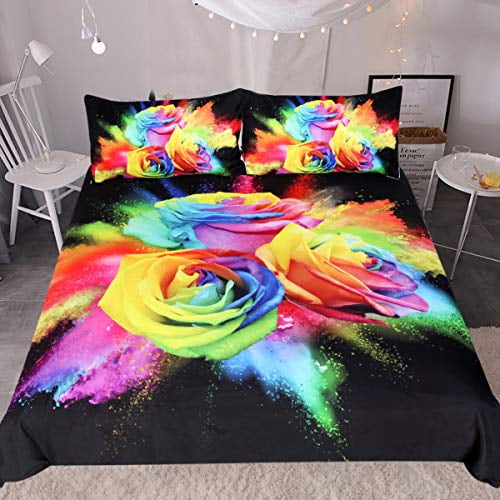 New 3 Piece Red Rose Queen Size Comforter Set Bedding Black Bedspread Floral New 3 Piece Red Rose Queen Size Comforter Set Bedding Black Bedspread Floral